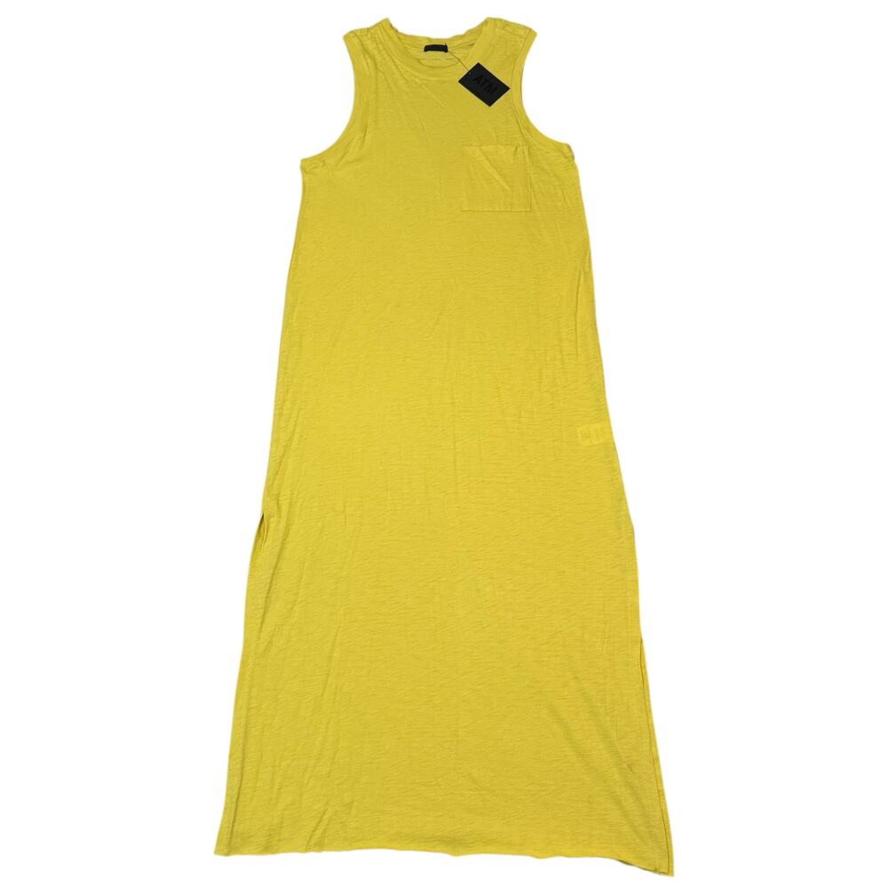 NEW ATM Anthony Thomas Melillo Pocket Midi Tank Dress Pima Cotton Yellow Medium